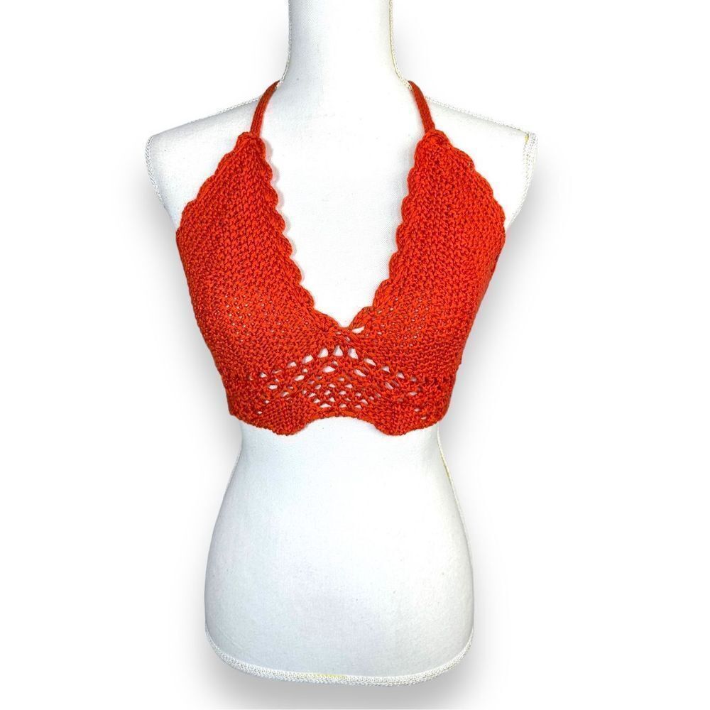 Orange Crochet boho Crop top